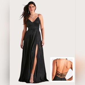 SOLD Black Glitter Sally Lattice Windsor Dress